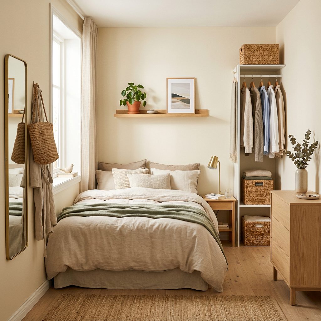 Organized tiny bedroom